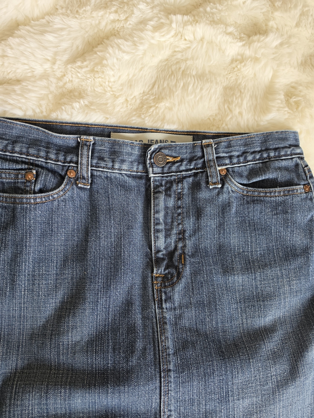Vintage GAP Denim Midi Skirt with Front Slit - Blue - Picture 5 of 11